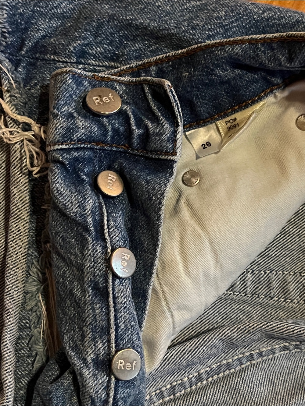 Reformation Distressed Blue Denim Cutoff Shorts - Picture 3 of 6